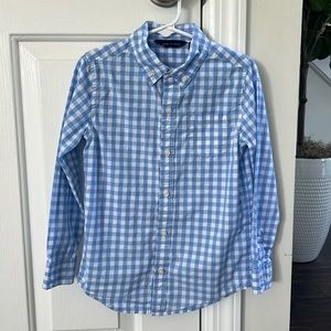 Janie and Jack boys gingham blue button down shirt